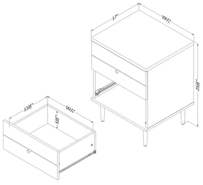 Table de nuit Lake à 2 tiroirs, 19,5 L x 25,5 H, fabriquée au Canada, Glam - Blanc | Table de nuit somptueuse Lake de 19,5 po (L) x 25,5 po (H) à 2 tiroirs, fabriquée au Canada - blanche