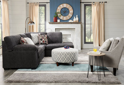 Sofa sectionnel de droite Morty 2 pièces fabriqué au Canada en tissu de chenille avec coussins décoratifs - gris