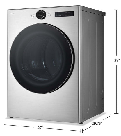 LG 7,4 Cu. Fort. Sécheuse à gaz intelligente avec vapeur - Acier graphite - Empilable - DLGX5501V | Sécheuse à gaz intelligente LG de 7,4 pi³ avec vapeur - acier graphite - superposable - DLGX5501V