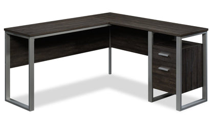 Rayna 59.84 L-Shaped Office Desk with 2-Drawers - Bureau en forme de L Rayna de 59,84 po avec 2 tiroirs - noyer foncé