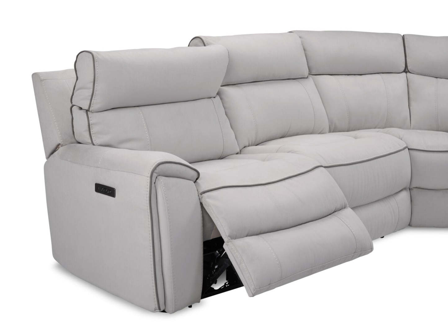 Canapé sectionnel de droite à inclinaison électrique Newport de Cindy Crawford Home 6 pièces en suédine - gris