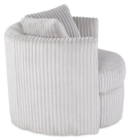 Made in Canada Petite 36 Chenille Fabric Swivel Cuddler Accent Chair - Groove Mist Grey | Fauteuil d’appoint pivotant Cuddler Petite de 36 po fabriqué au Canada en tissu de chenille - gris Groove Mist