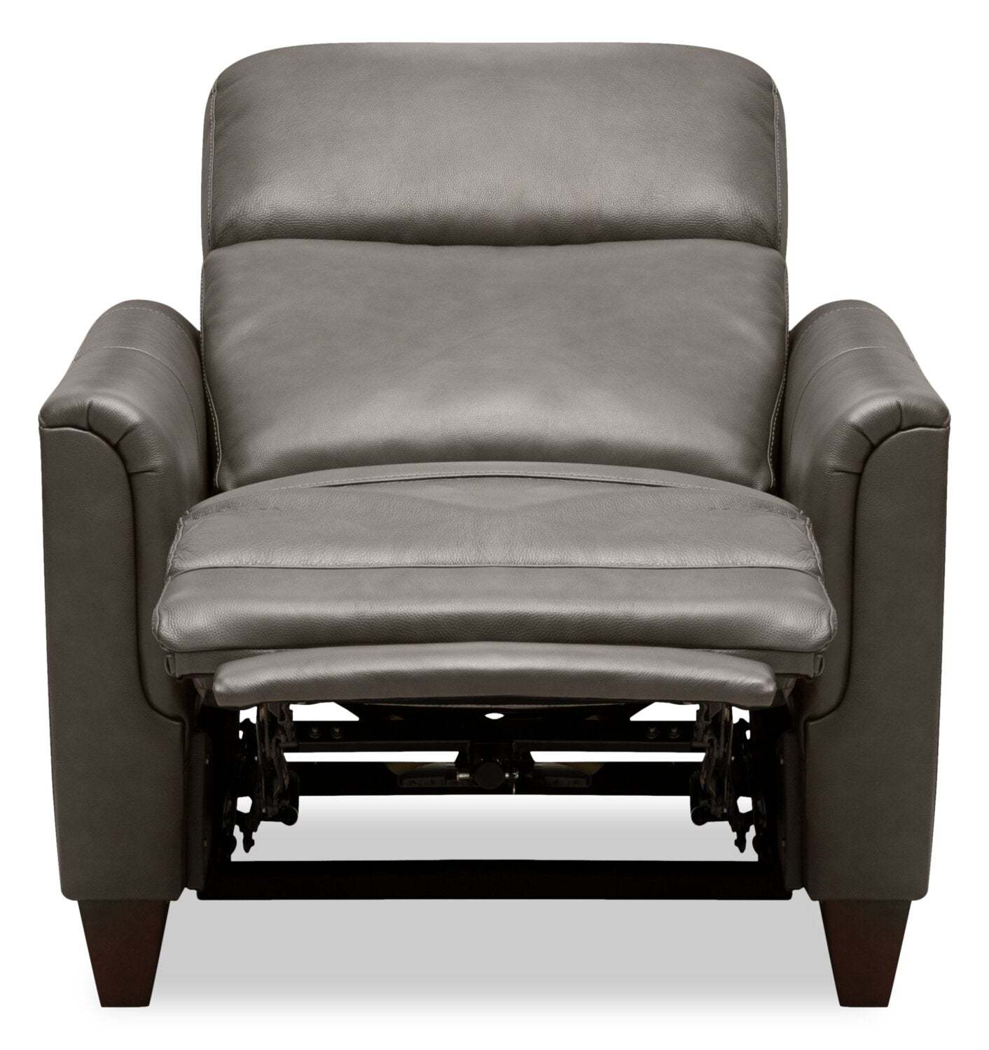 Bryce 35.5 Top-Grain Genuine Leather Power Reclining Chair with Power Headrest - Grey | Fauteuil à inclinaison électrique Bryce de 35,5 po en cuir véritable de qualité supérieure avec appuie-tête électrique - gris