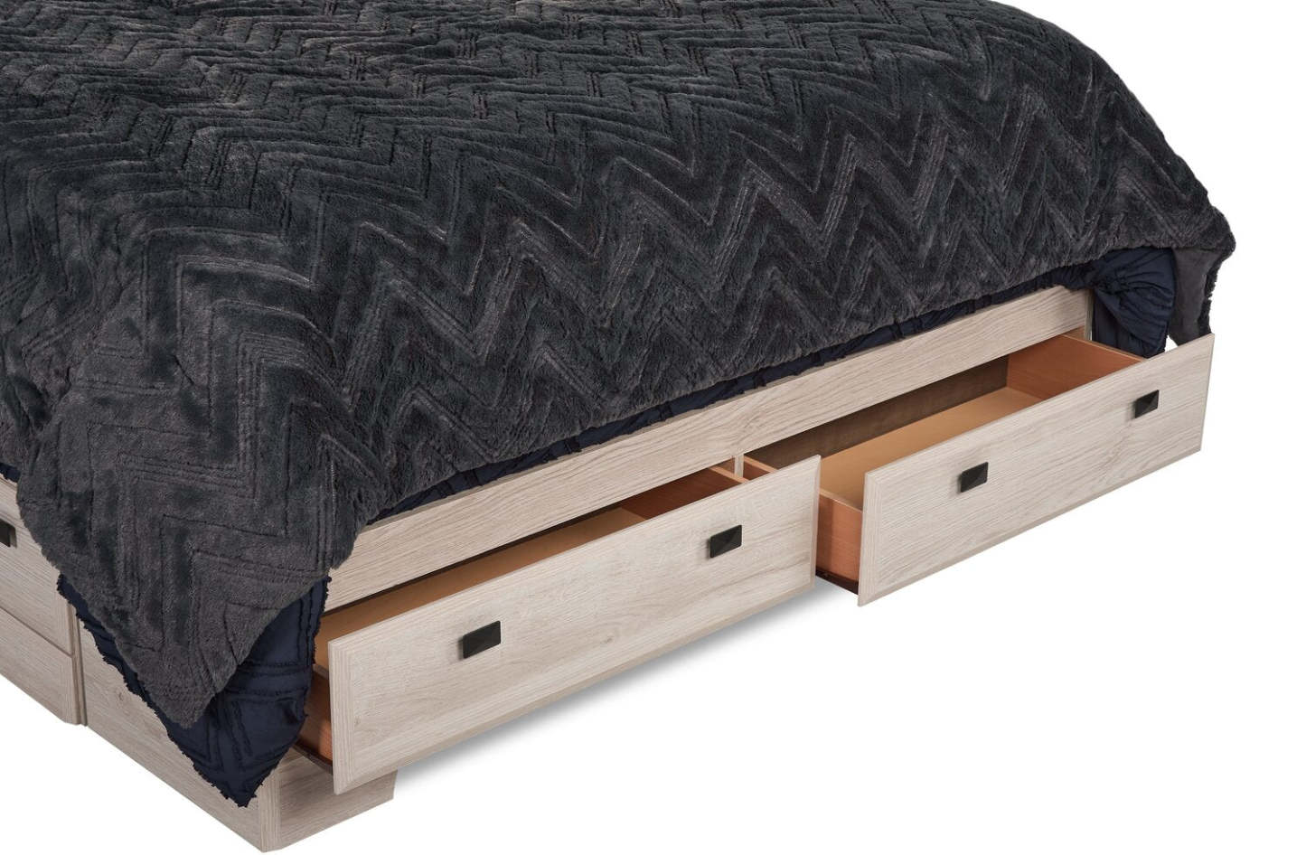 Lit plateforme Yorkdale à 6 tiroirs fabriqué au Canada avec tête de lit et cadre de rangement, blanc - Taille Queen