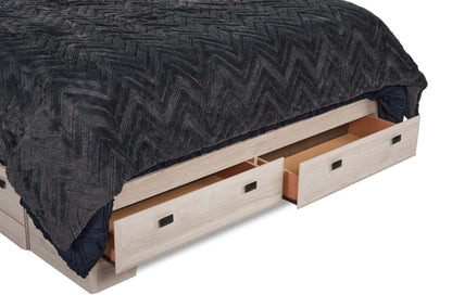 Lit plateforme Yorkdale à 6 tiroirs fabriqué au Canada avec tête de lit et cadre de rangement, blanc - Taille Queen