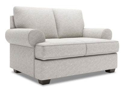 Fabriqué au Canada Canapé Personnalisable Lab Roll 64 Canapé en Tissu Chenille avec Accoudoirs Enroulés - Argent Luxe | Causeuse Roll de Sofa Lab de 64 po fabriquée au Canada en tissu d’apparence lin avec accoudoirs enroulés - argenté Luxe | RO202793