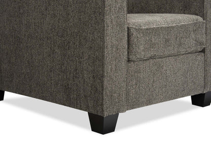 Made in Canada Lennox 35 Chenille Fabric Chair with Reversible Cushions and Track Arms - Grey | Fauteuil Lennox de 35 po fabriqué au Canada en tissu de chenille avec coussins réversibles et accoudoirs rectilignes - gris