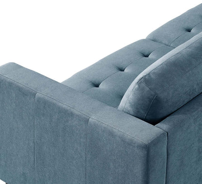 Sofa sectionnel de gauche Metro 2 pièces en tissu avec fauteuil long et coussins de siège capitonnés - bleu denim