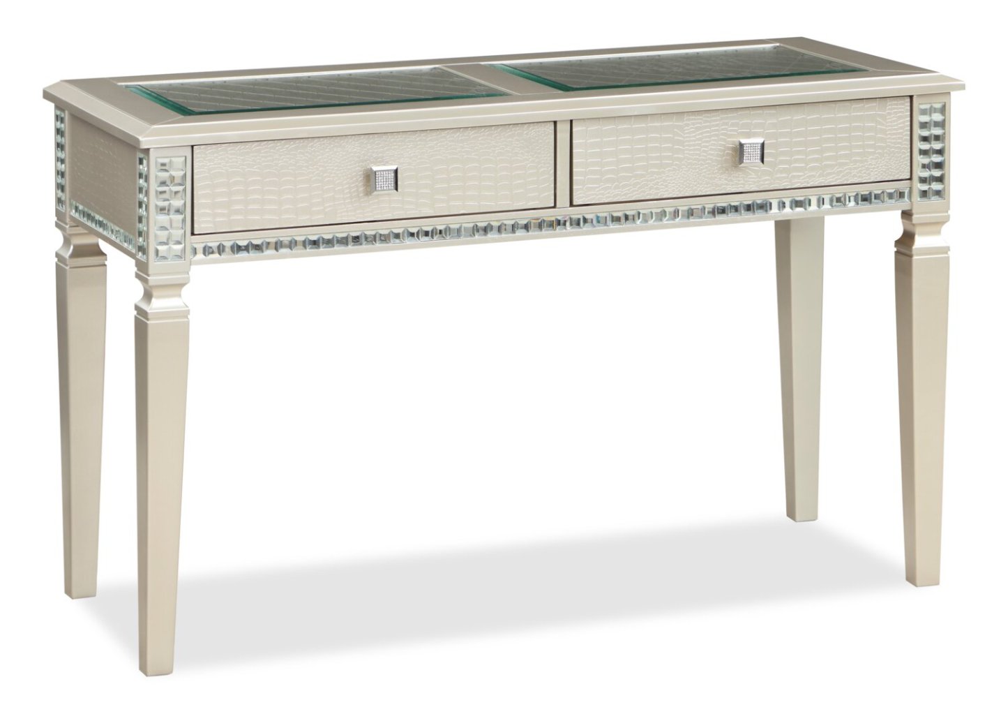 Tyra 48 Glam Sofa Table with Storage - Champagne  |Table de salon somptueuse Tyra de 48 po avec rangement - champagne