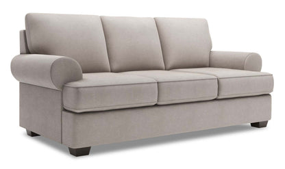 Fabriqué au Canada Canapé Personnalisable Roll 86 en Tissu d'Apparence Lin avec Accoudoirs Enroulés - Gris Pax Slate | Sofa-lit Roll de Sofa Lab de 86 po fabriqué au Canada en tissu d’apparence lin avec accoudoirs enroulés - gris Pax Slate | RO603049