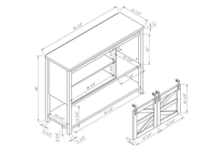 Corbin 47.25 Armoire d'appoint avec portes de grange coulissantes - Chêne blanc|Armoire décorative Corbin de 47,25 po avec portes de grange coulissantes - chêne blanc