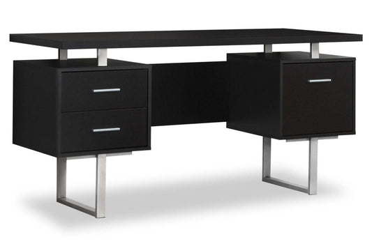 Bureau réversible Teagan de 60 po à 3 tiroirs - espresso