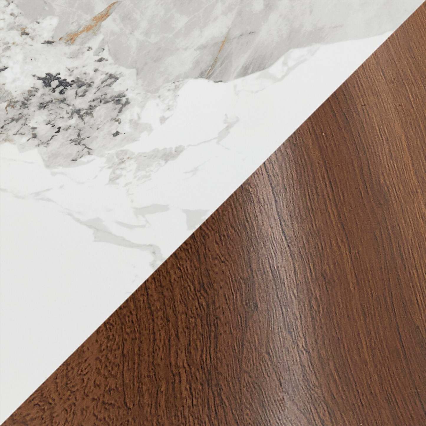 Table de salle à manger Alwin avec dessus en pierre frittée, base en forme de sablier et touches dorées - 47,25 po (L), ronde - brune