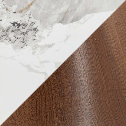 Table de salle à manger Alwin avec dessus en pierre frittée, base en forme de sablier et touches dorées - 47,25 po (L), ronde - brune