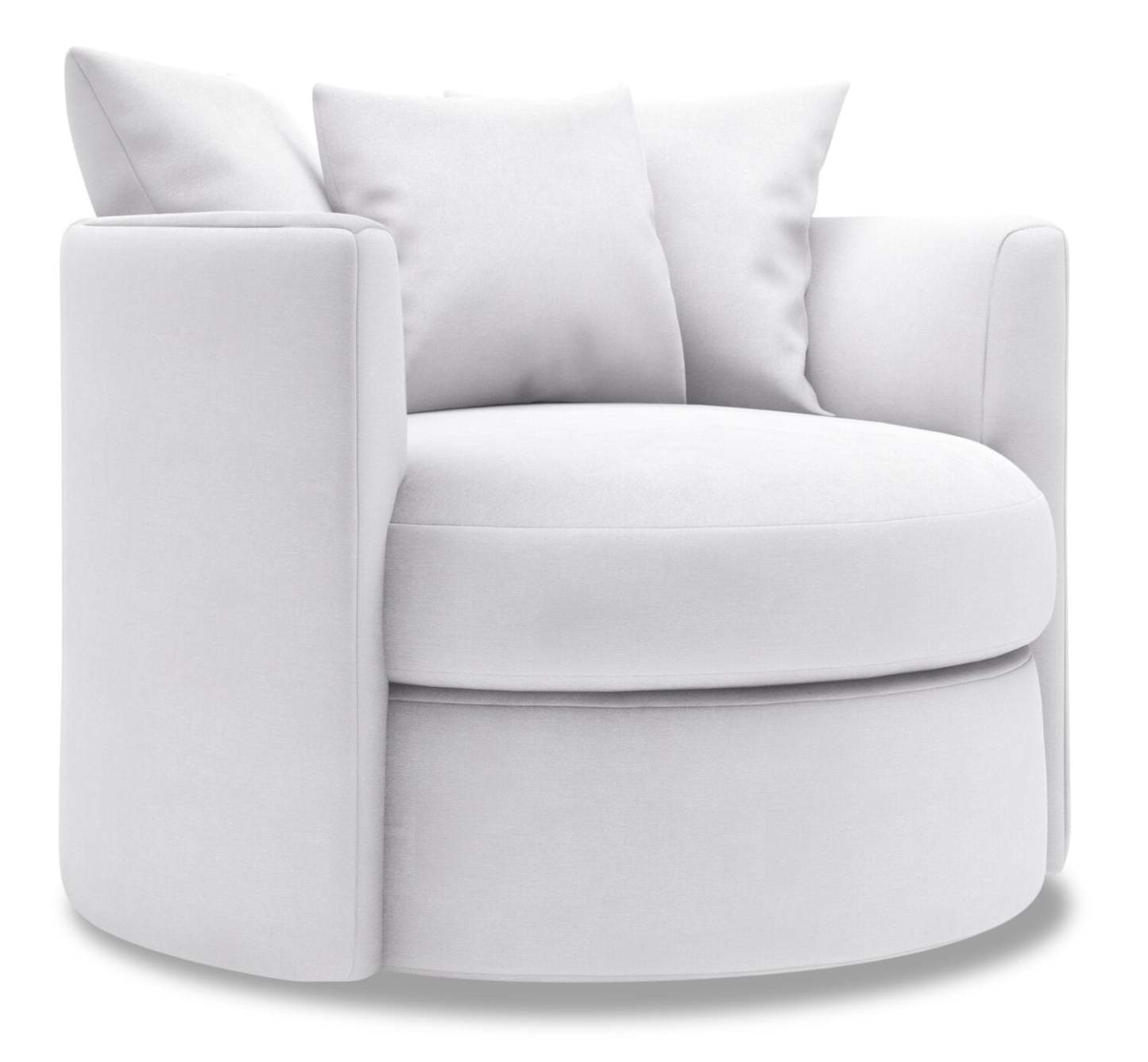 Fauteuil d'appoint pivotant Nest de Sofa Lab de 41 po fabriqué au Canada en tissu d'apparence lin - blanc Pax Ice | NID3449