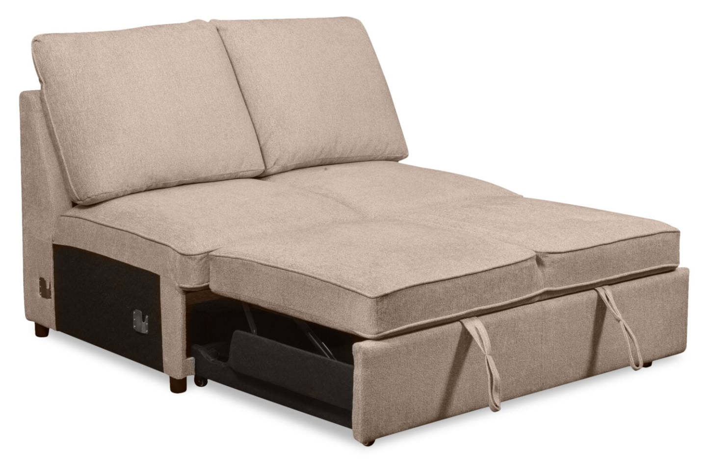 Scott Living Haven 3-Piece Left-Facing Chenille Fabric Cuddler Sleeper Sectional with Storage - Taupe | Canapé-lit sectionnel enveloppant de gauche Haven de Scott Living 3 pièces en tissu de chenille avec rangement - taupe