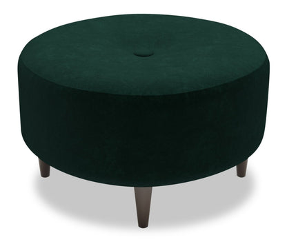 Pouf The Curve 31 en velours vert chasseur | Fabriqué au Canada | CURV3488