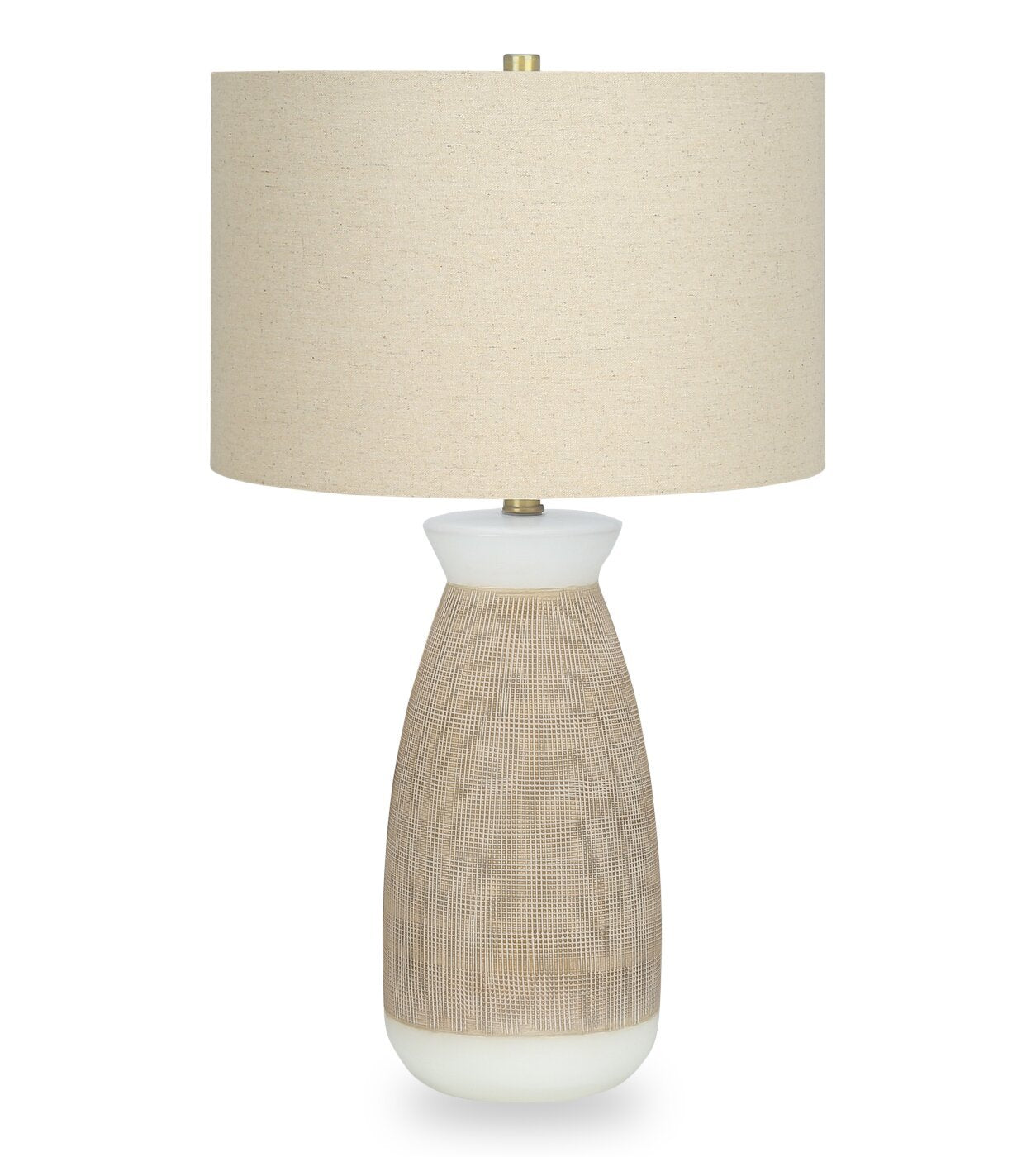 27 Lampe de table en céramique crème avec abat-jour beige|Lampe de table de 27 po en céramique crème avec abat-jour beige