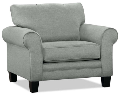 Made in Canada Tula 42 Fabric Chair with Rolled Arms - Mist Grey | Fauteuil Tula de 42 po fabriqué au Canada en tissu avec accoudoirs enroulés - gris brume