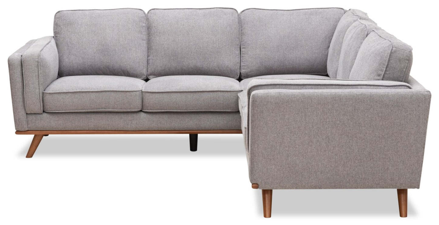 Sofa sectionnel Kassia de Kort & Co. 2 pièces en tissu d’apparence lin avec base et pattes en bois - gris
