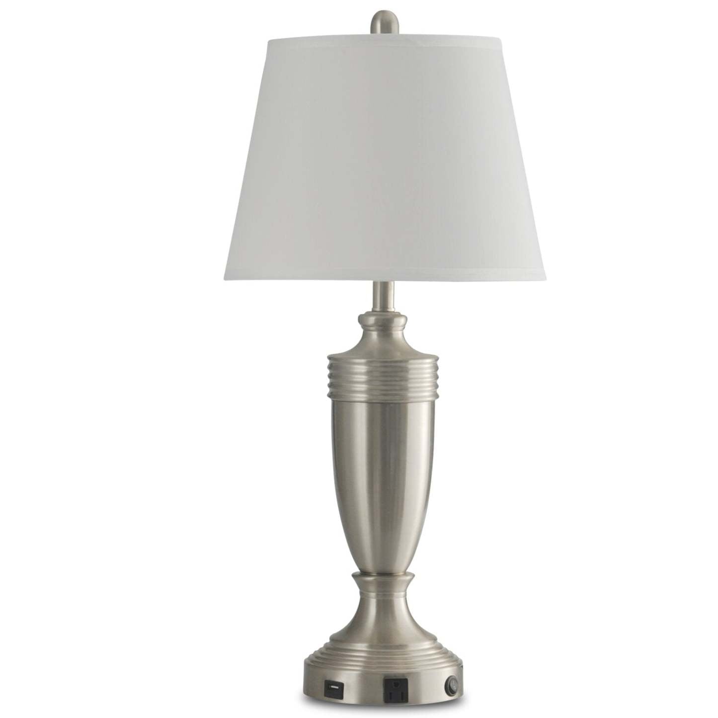 Lampe de table Garcia 29.5 Silver avec recharge USB|Lampe de table Garcia de 29,5 po argentée avec recharge USB