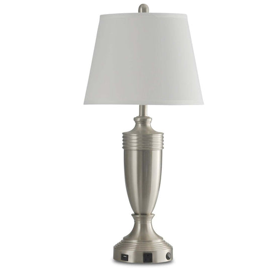 Lampe de table Garcia 29.5 Silver avec recharge USB|Lampe de table Garcia de 29,5 po argentée avec recharge USB