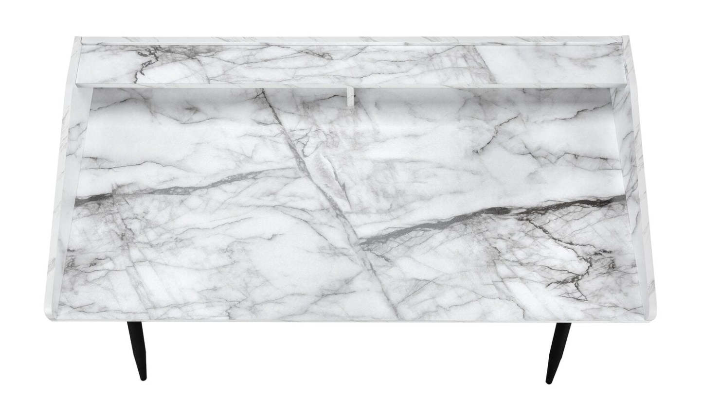 Bureau Jeremy 47.25 avec petite niche - Aspect marbre blanc|Bureau Jeremy de 47,25 po avec petite crédence - apparence marbre blanc