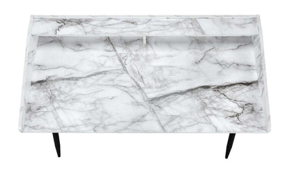 Bureau Jeremy 47.25 avec petite niche - Aspect marbre blanc|Bureau Jeremy de 47,25 po avec petite crédence - apparence marbre blanc