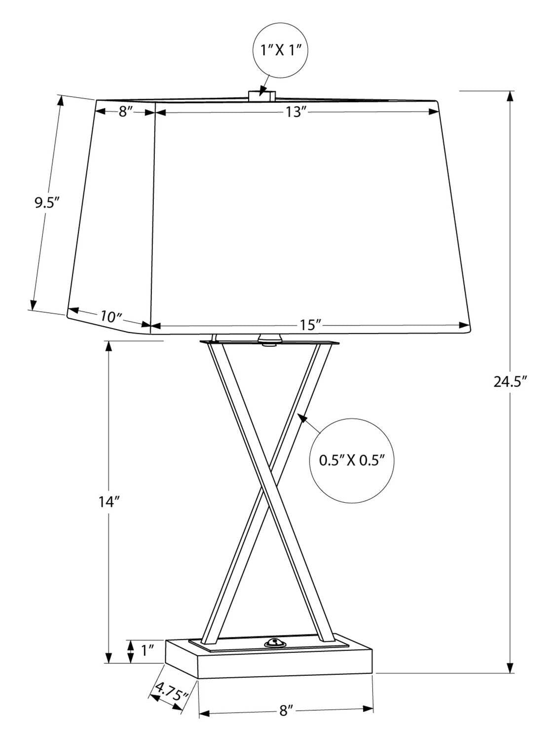 25 Lampe de table en métal noir avec chargement USB|Lampe de table de 25 po en métal noir avec recharge USB