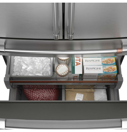 Réfrigérateur intelligent Café 36" 23,2 pi3 à profondeur de comptoir 4 portes françaises - Acier inoxydable - CJE23DP2WS1 | Réfrigérateur 4 portes Café de 23,2 pi3 et de 36 po de profondeur comptoir à portes françaises - acier inoxydable - CJE23DP2WS1