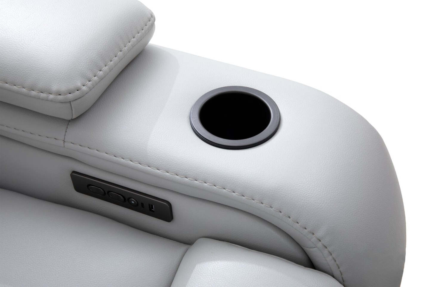 Cinema 79.6 Tissu d'apparence cuir Sièges de cinéma maison inclinables électriquement avec deux sièges - Gris brume cosmique