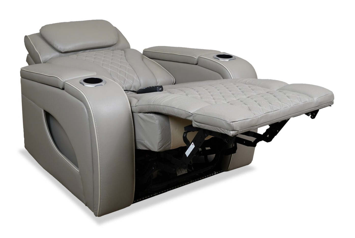 Fauteuil de massage à inclinaison électrique Elite de 38 po en cuir véritable avec son immersif et appuie-tête électrique - mastic