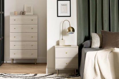 Table de nuit Lake à 2 tiroirs, 19,5 L x 25,5 H, fabriquée au Canada, Glam - Blanc | Table de nuit somptueuse Lake de 19,5 po (L) x 25,5 po (H) à 2 tiroirs, fabriquée au Canada - blanche