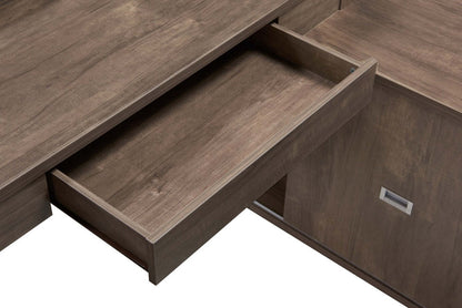 Bureau réversible Jude 55 avec 3 tiroirs et armoire- Noisette|Bureau réversible Jude de 55 po à 3 tiroirs avec armoire - noisette