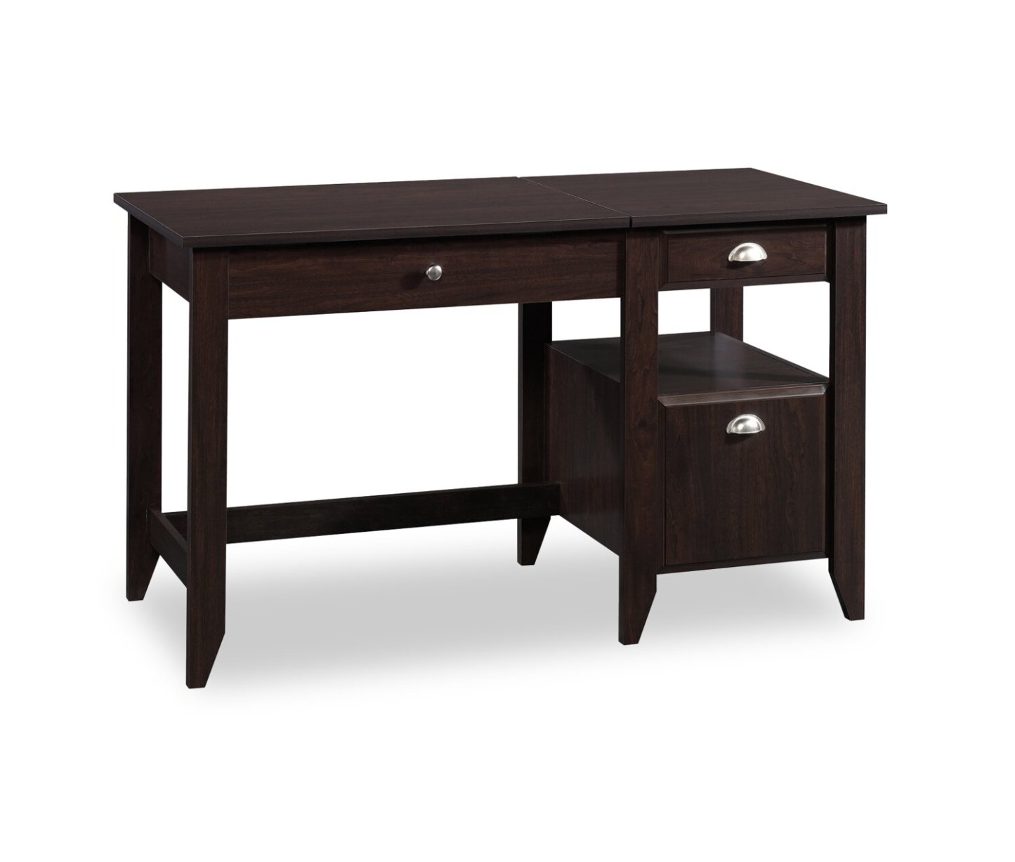 Bureau traditionnel Murray de 53 po avec dessus relevable et rangement - brun foncé