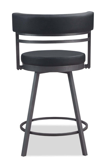 Tabouret de comptoir Mila avec siège pivotant, tissu en cuir végétalien, métal - Noir | Tabouret de bar Mila en tissu de cuir végétalien et en métal avec siège pivotant - noir