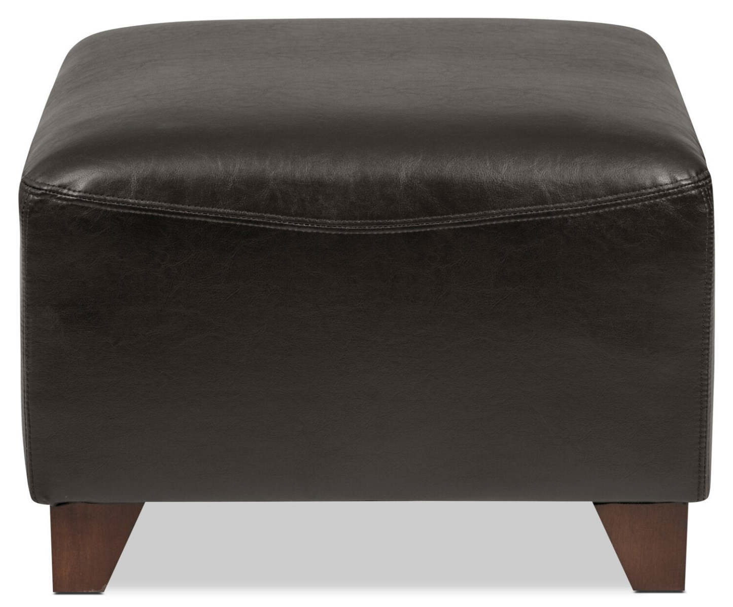 Pouf Zello 22,5 en similicuir avec pieds en bois - Marron | Pouf Zello de 22,5 po en similicuir avec pattes en bois - brun