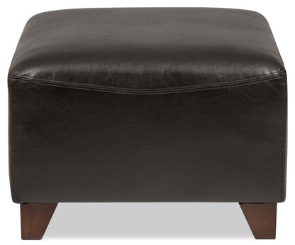 Pouf Zello 22,5 en similicuir avec pieds en bois - Marron | Pouf Zello de 22,5 po en similicuir avec pattes en bois - brun