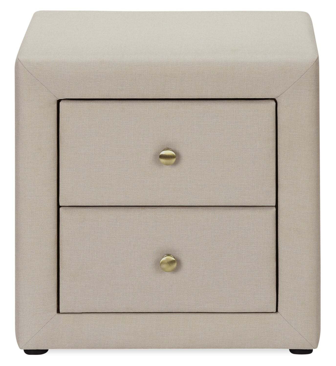 Table de nuit rembourrée à 2 tiroirs Zara, 20,5 L x 20,75 H - Beige | Table de nuit rembourrée Zara de 20,5 po (l) x 20,75 po (H) à 2 tiroirs - beige