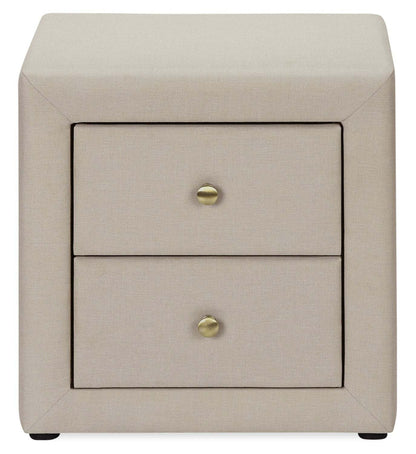 Table de nuit rembourrée à 2 tiroirs Zara, 20,5 L x 20,75 H - Beige | Table de nuit rembourrée Zara de 20,5 po (l) x 20,75 po (H) à 2 tiroirs - beige