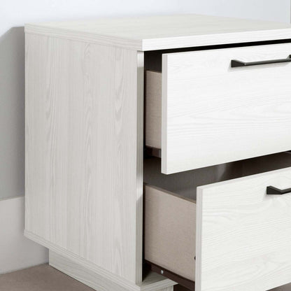 Table de nuit Everley à 2 tiroirs avec port USB, 19,5 W - Blanc | Table de nuit Everley de 19,5 po (L) à 2 tiroirs avec port USB - blanche