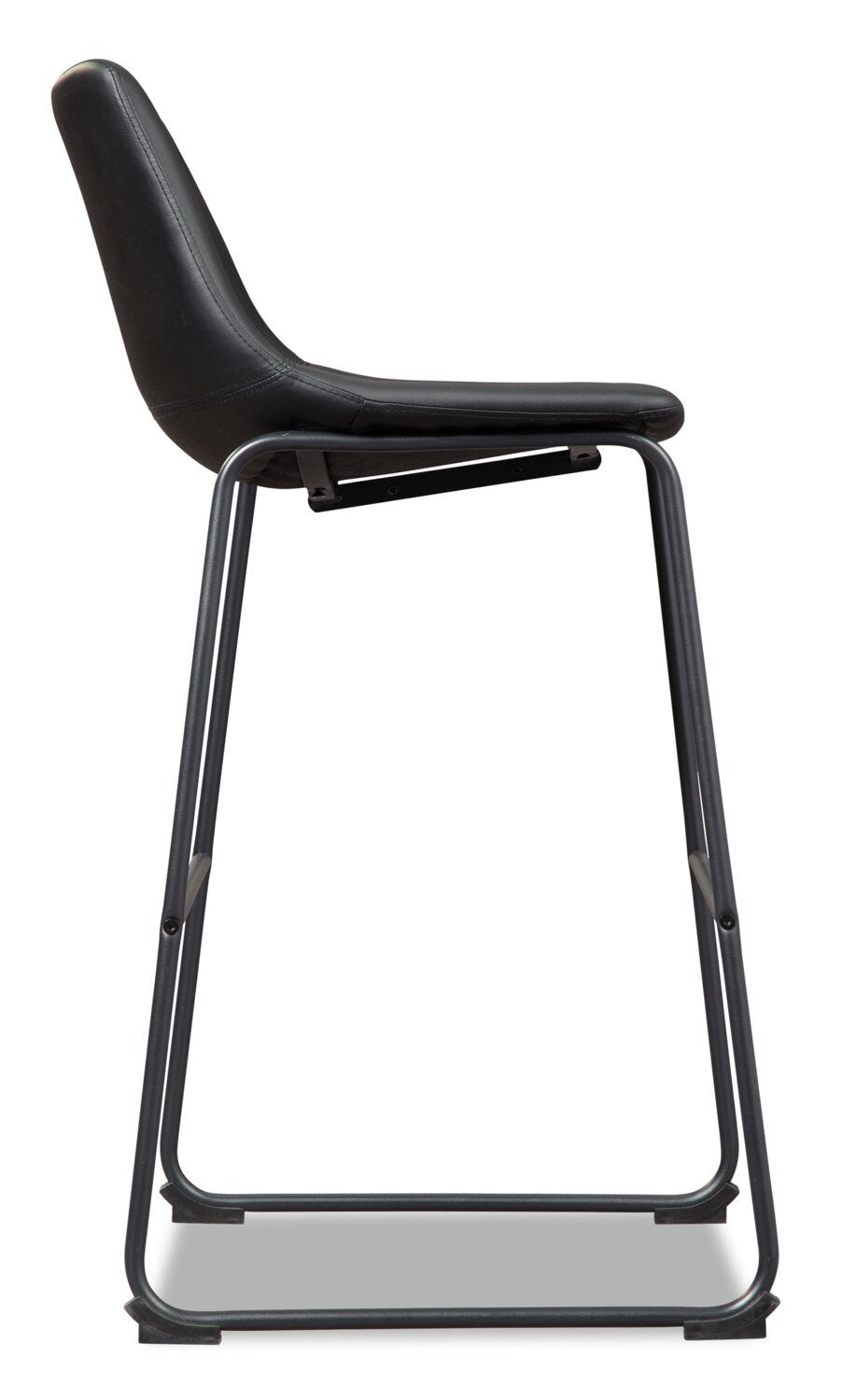 Tabouret de bar Cole en tissu de cuir végétalien et en métal - noir