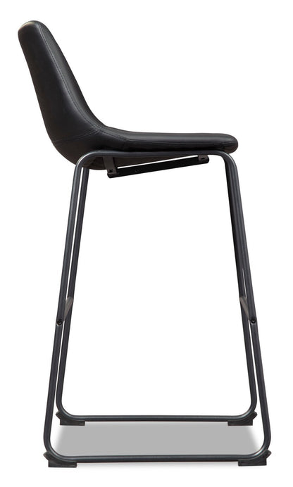 Tabouret de bar Cole en tissu de cuir végétalien et en métal - noir