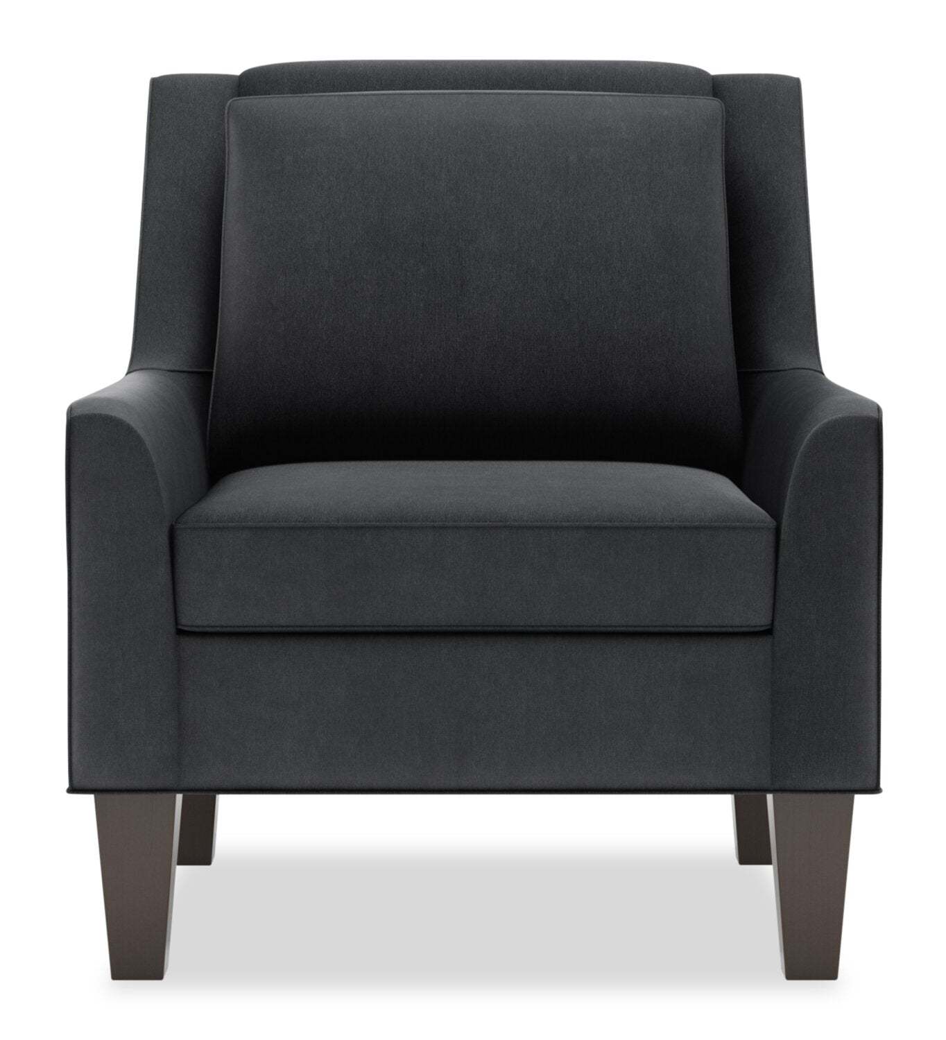 Fauteuil d'appoint club Sofa Lab de 29 po fabriqué au Canada en tissu d'apparence lin avec pattes en bois - gris Pax Pepper | CLUB2949
