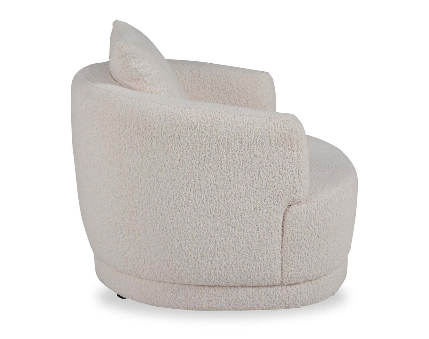 Fauteuil arrondi Moon de 35,8 po en tissu avec coussin décoratif - blanc amande laineux