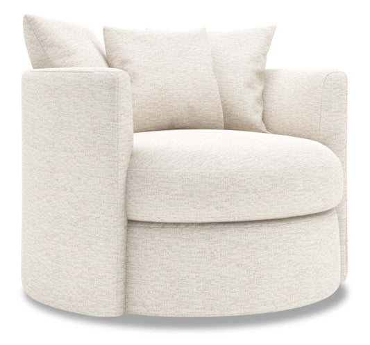 Fauteuil d'appoint pivotant Nest de Sofa Lab de 41 po fabriqué au Canada en tissu chenille - beige Luxury Sand | NID3093