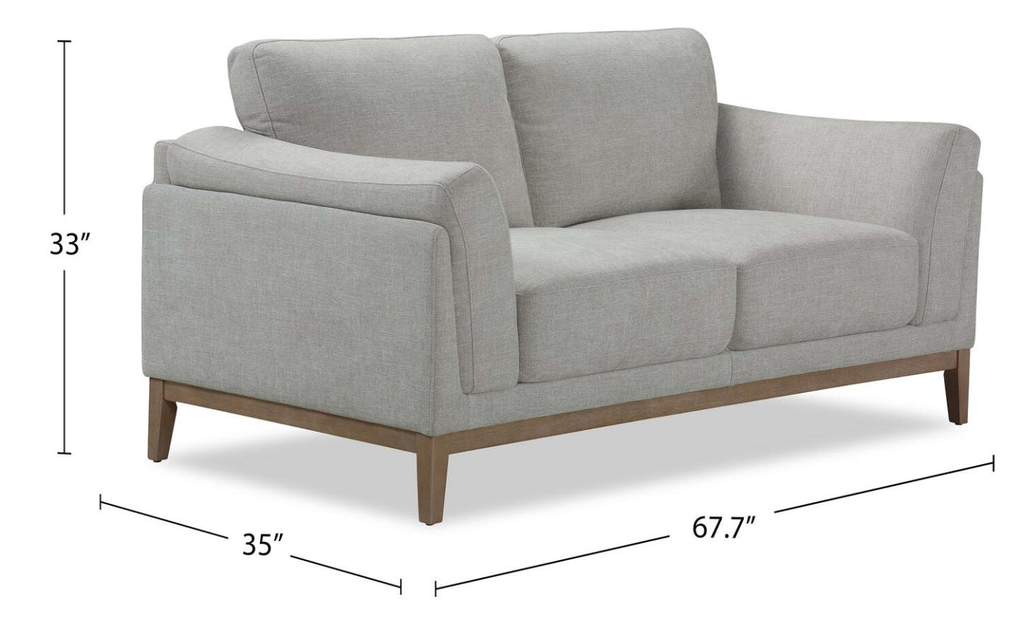 Causeuse Valley de 67,7 po en tissu avec base et pattes en hévéa - sable