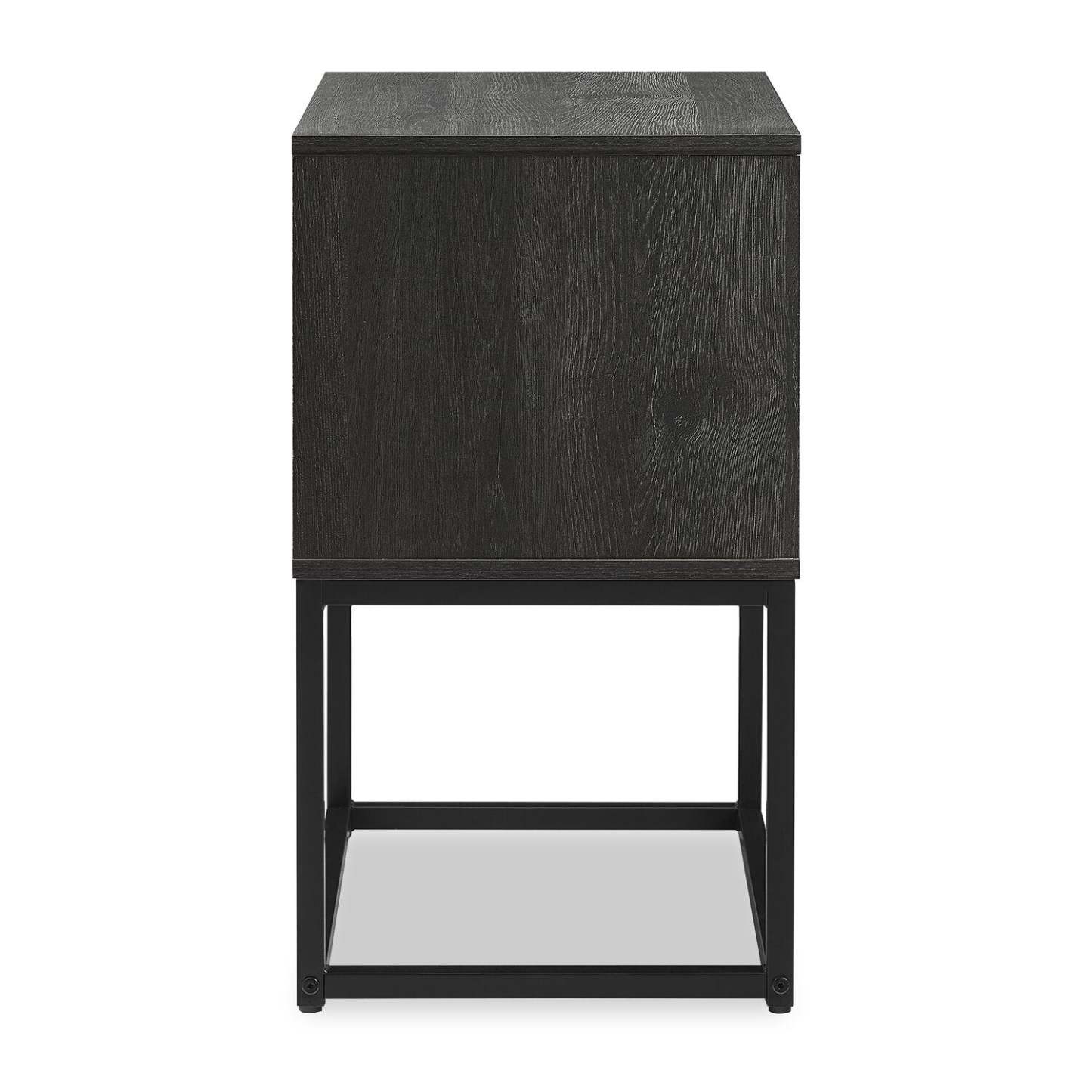 Table de chevet Fynn à 1 tiroir avec étagère de rangement, 18 L x 25,75 H - Marron/Noir | Table de nuit Fynn de 18 po (l) x 25,75 po (H) à 1 tiroir avec tablette de rangement - brune et noire