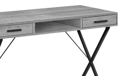 Bureau Rowan 42 avec 2 tiroirs et compartiment ouvert - Gris|Bureau Rowan de 42 po à 2 tiroirs et compartiment ouvert - gris