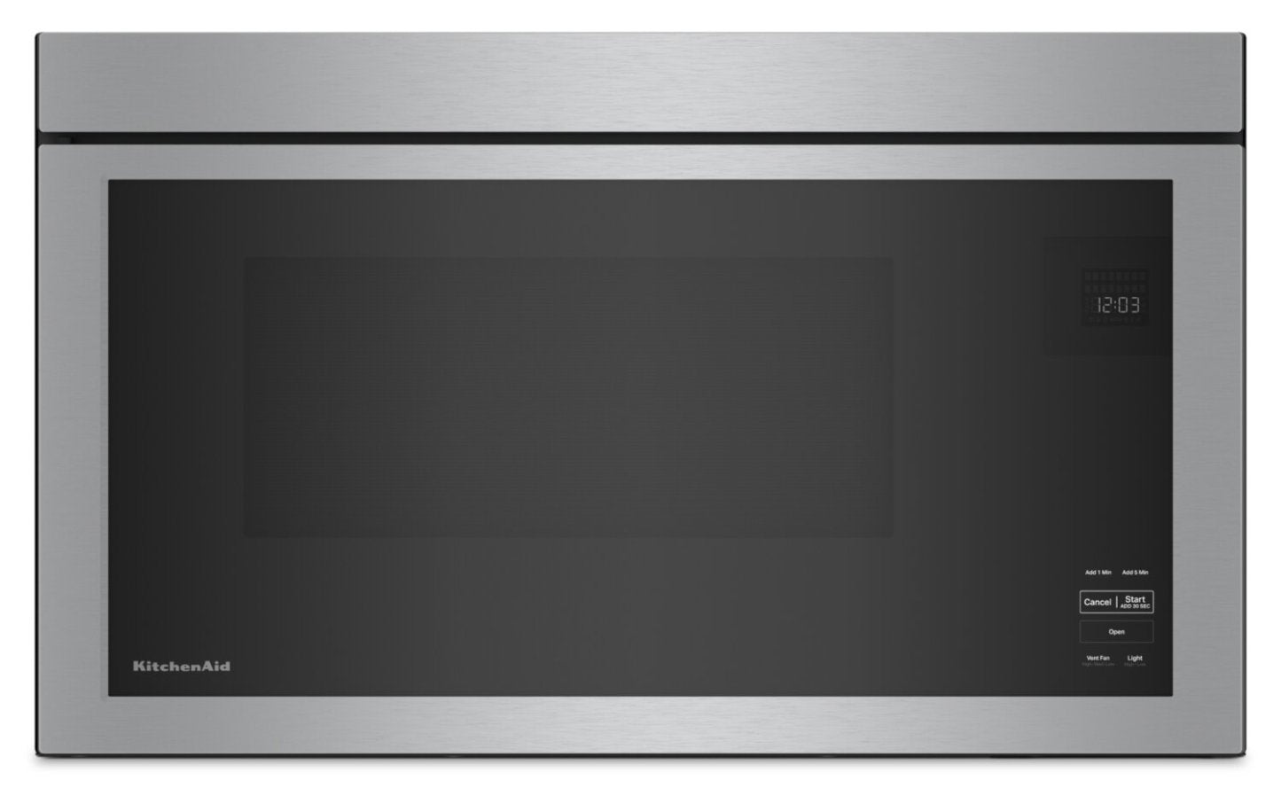 Quatre à micro-ondes à hotte intégrée KitchenAid de 1,1 pi³ à installation affleurée avec cuisson à 900 Watts - Acier inoxydable PrintShield…